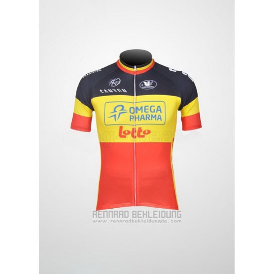 2011 Fahrradbekleidung Omega Pharma Lotto Champion Belga Trikot Kurzarm und Tragerhose
